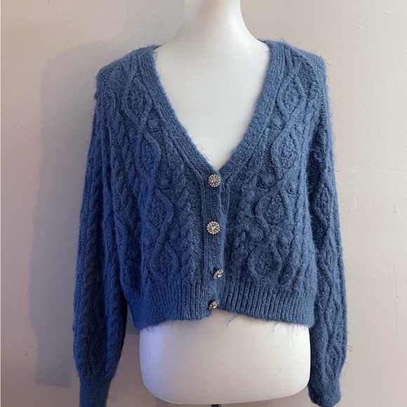 Zara CableKnit Blogger Favorite Cardigan Sweater Oversized Statement Preppy Fall - Picture 5 of 11